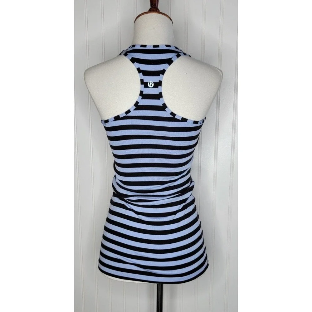 Lululemon Cool Racerback Tank Top Women's Size 4 Lilac /Black Stripe
